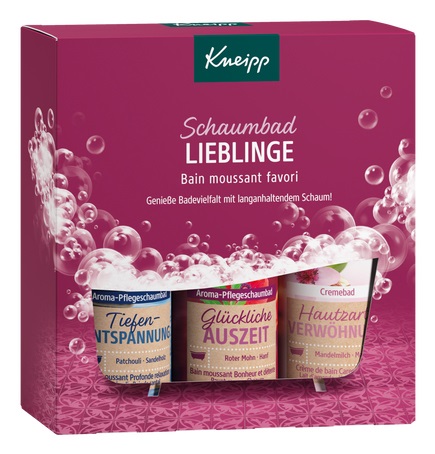 Kneipp Set Regalo con 3 Additivi per il Bagno - 2 Bagni Schiuma Aromatici e 1 Bagno Crema da 100 ml