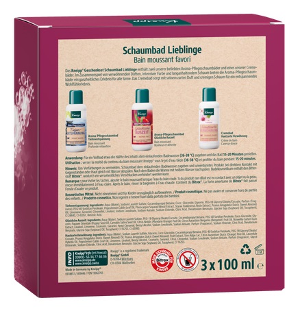 Kneipp Set Regalo con 3 Additivi per il Bagno - 2 Bagni Schiuma Aromatici e 1 Bagno Crema da 100 ml