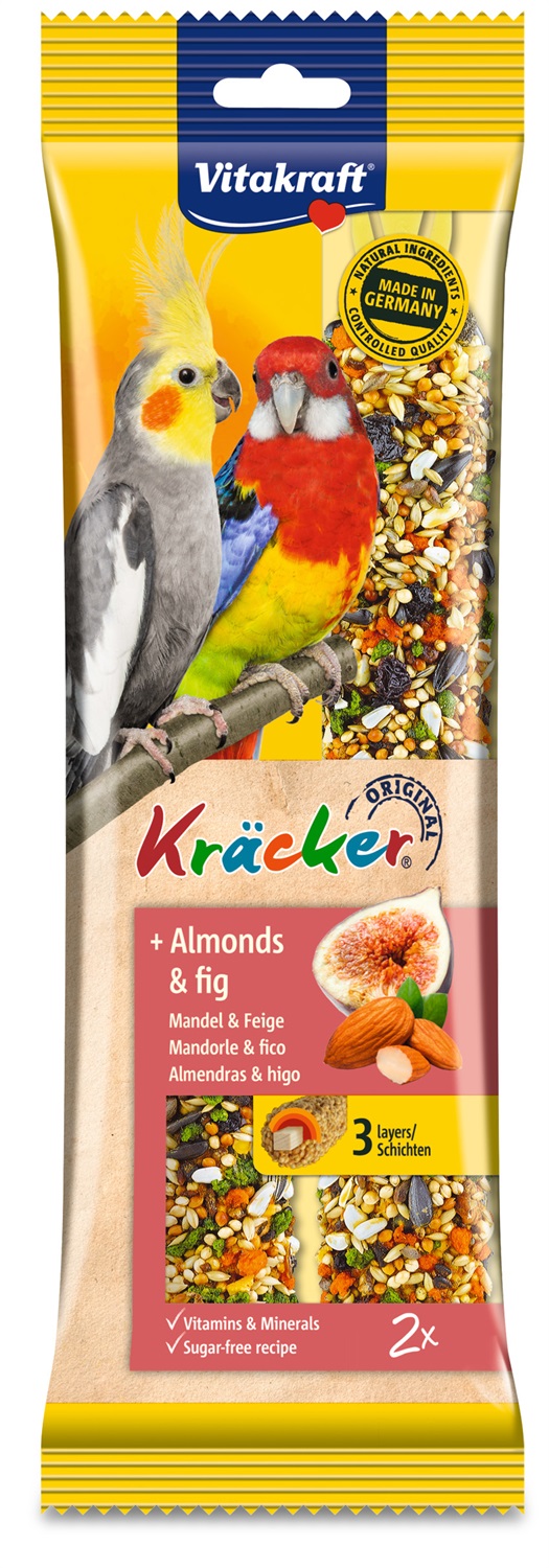 Vitakraft Kracker Australian Frutta - Snack Completo per Parrocchetti e Calopsitte con Mandorle e Fichi, 180 g