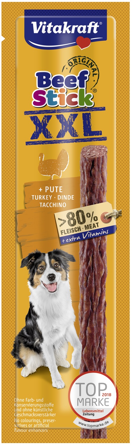 Vitakraft Beefstick XXL - Snack per Cane con Tacchino, 30 g, Alta Percentuale di Carne
