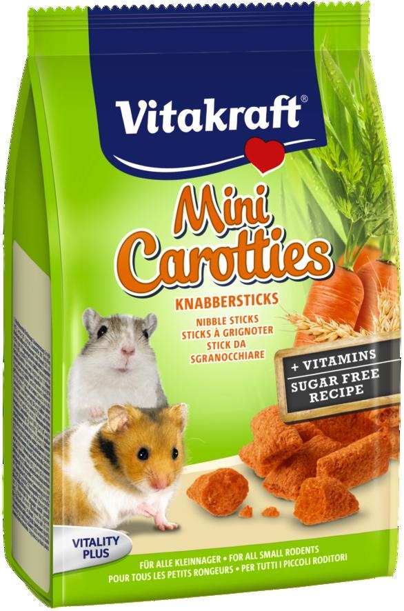 Vitakraft Carottis Minis Snack per Criceti 50 g - Ricco di Vitamine e Minerali, Facile da Digerire