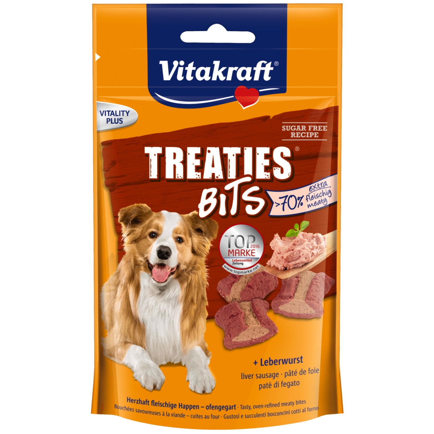 Vitakraft Treaties Bits 120 g - Snack per Cani con Fegato, Pollo e Salsiccia di Fegato, Senza Zuccheri Aggiunti
