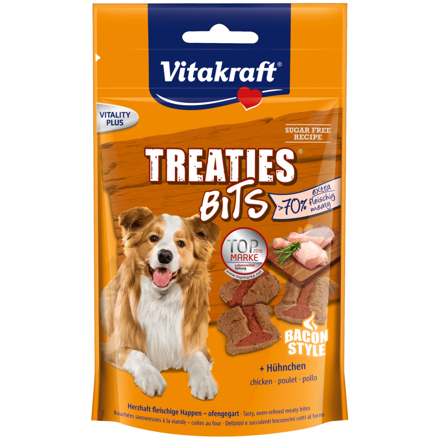 Vitakraft Treaties Bits Snack per Cani - 120 g Pollo e Bacon, Elevato Contenuto di Carne, Senza Zuccheri