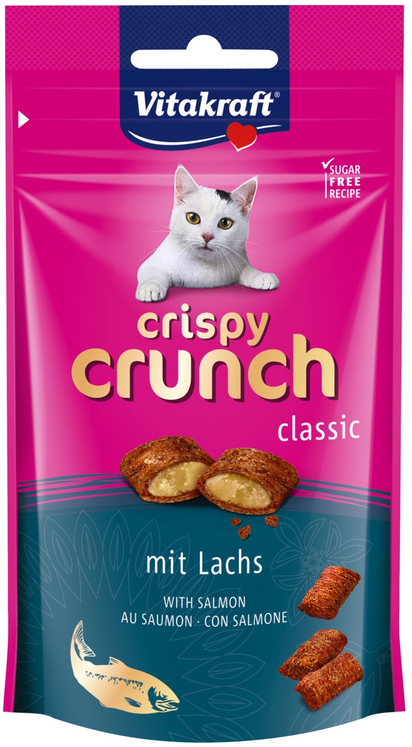 Vitakraft Crispy Crunch Snack per Gatti con Ripieno Cremoso di Salmone - 60 g
