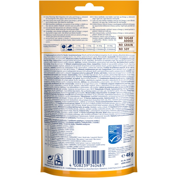 Vitakraft Treaties Minis Snack per Cani al Salmone con Omega 3 - 48 g