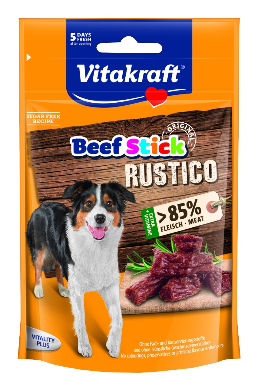 Vitakraft Beef Stick Rustico Snack per Cani - 55 g - Tenore di Carne oltre l'85% - Gusto Affumicato