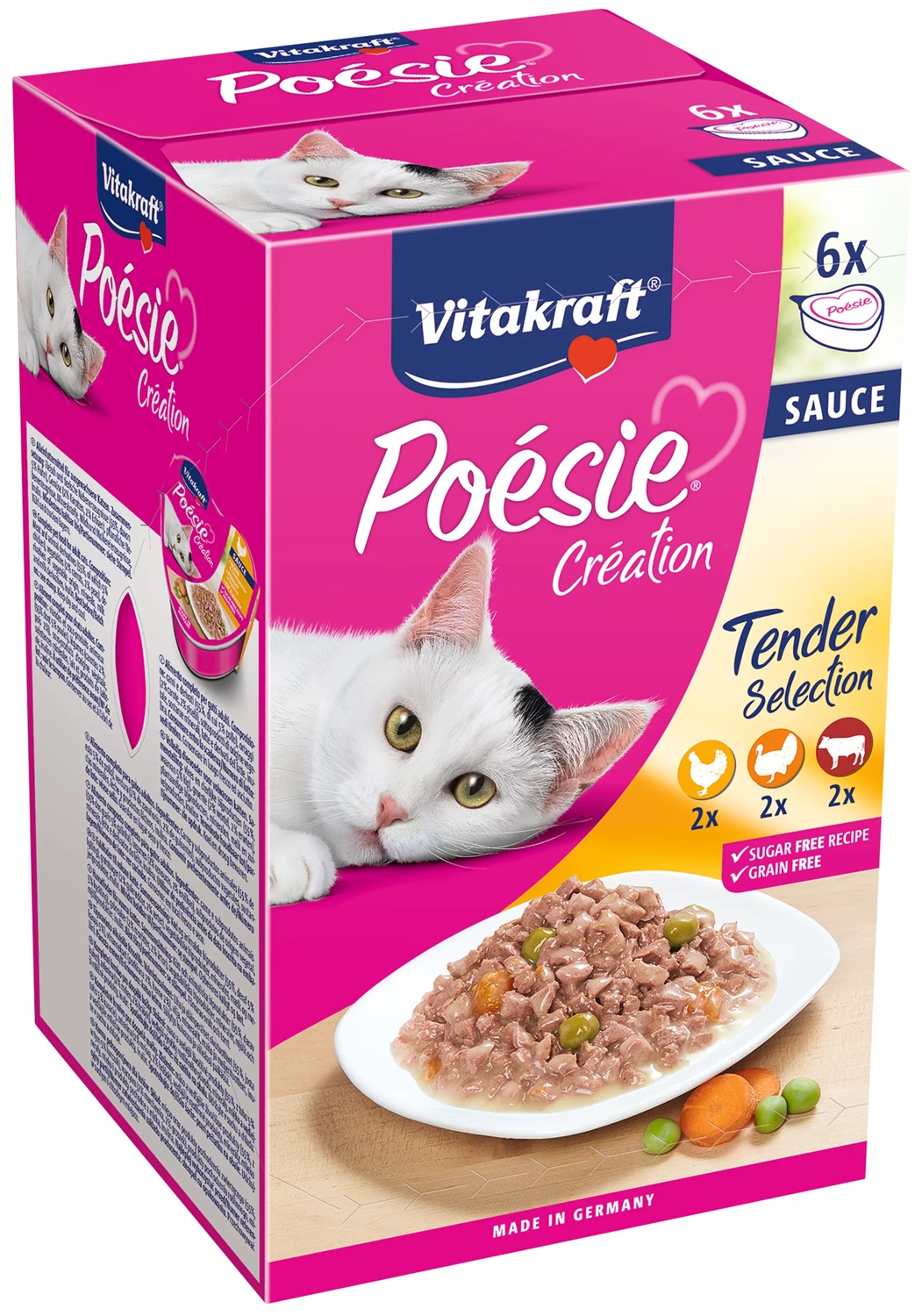 Vitakraft Cibo Umido per Gatti - Multipack 6x85g con Carne Naturale e Senza Zuccheri