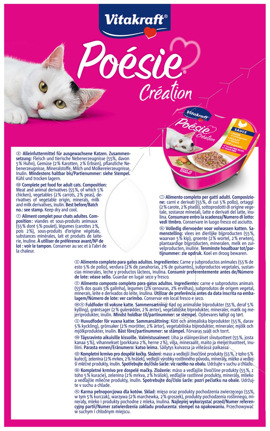 Vitakraft Cibo Umido per Gatti - Multipack 6x85g con Carne Naturale e Senza Zuccheri