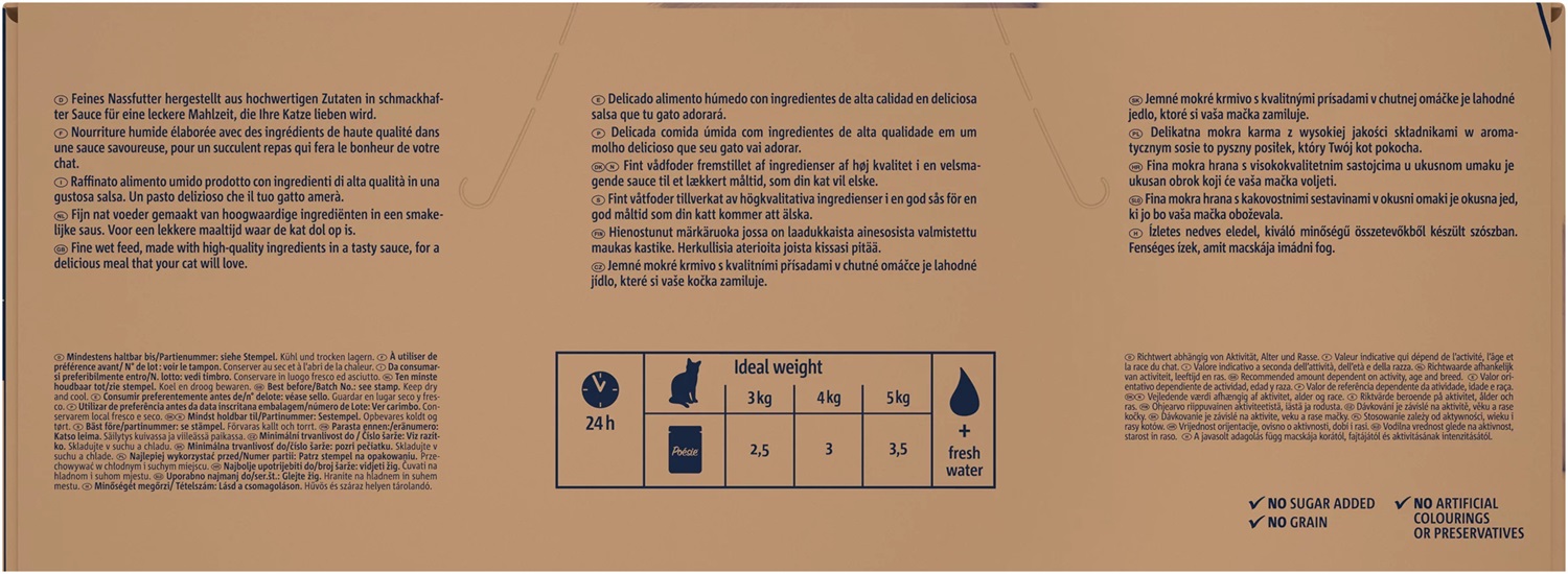 Vitakraft Poésie Classique - Alimento Umido per Gatti in Salsa, Confezione Scorta 96x85g, con Pollo, Tacchino, Manzo e Salmone, Senza Zuccheri e Cereali