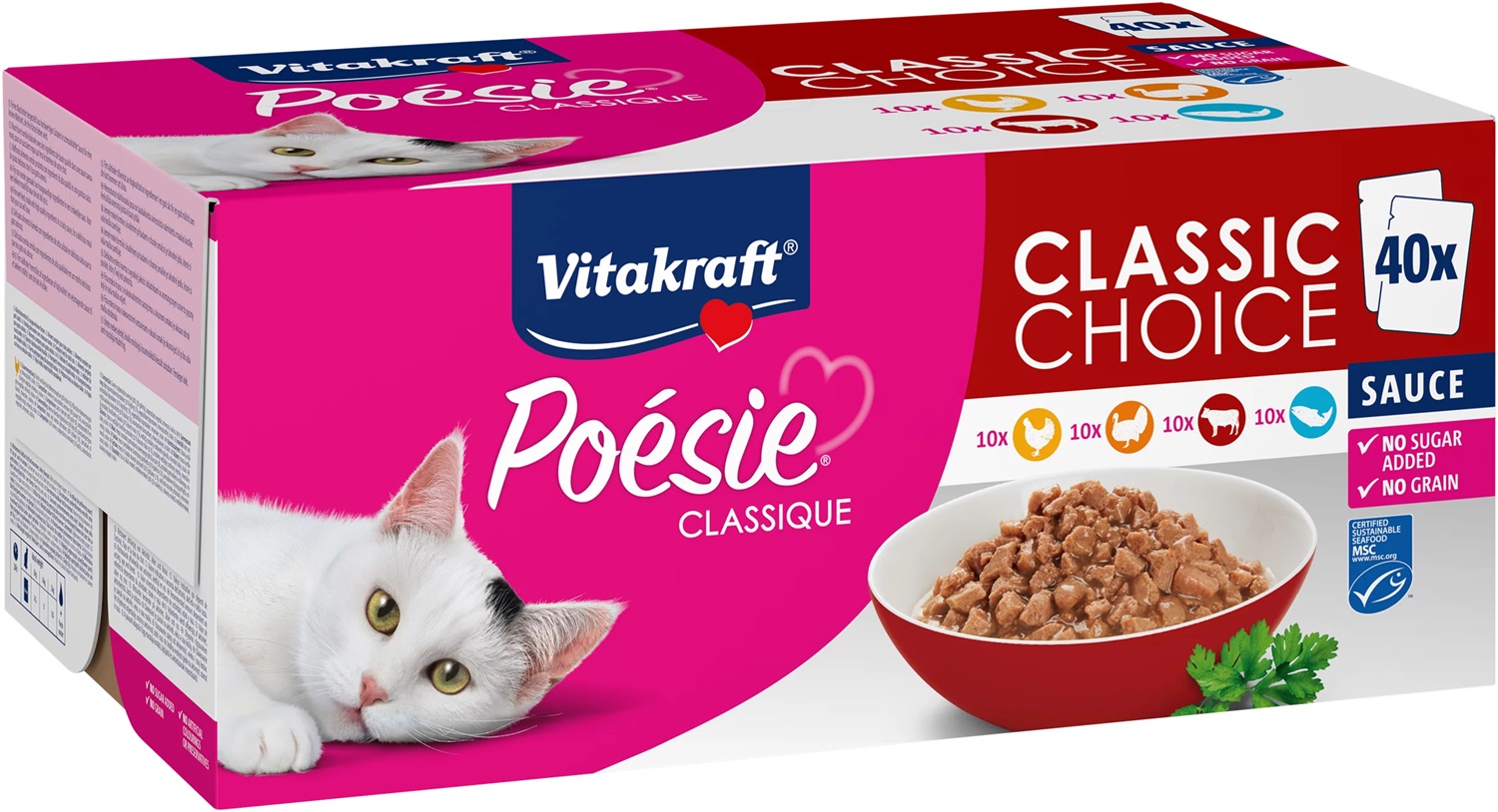 Vitakraft Poésie Classique Cibo Umido per Gatti in Salsa - Confezione Mista 40 x 85 g