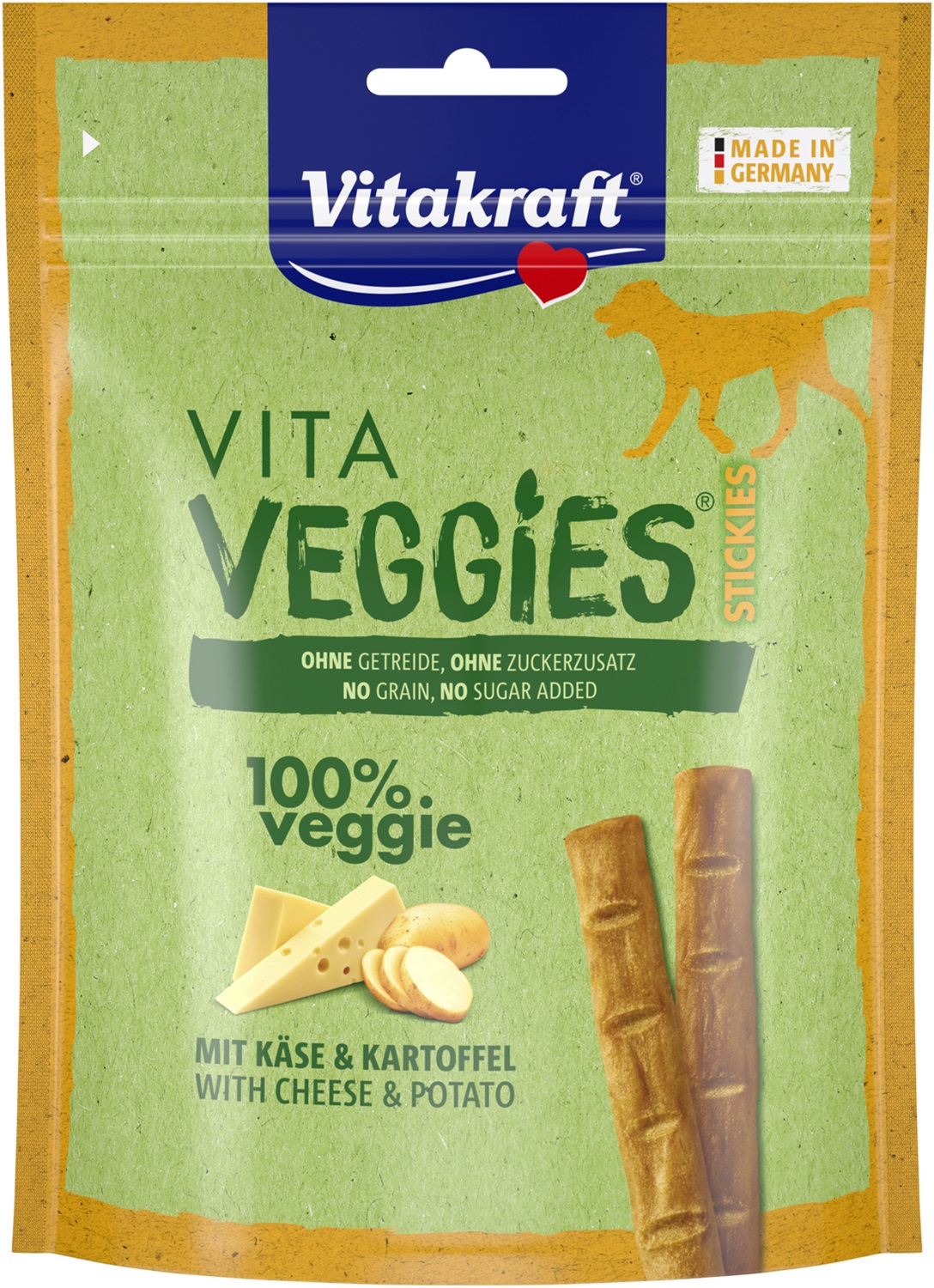 Vitakraft Vita Veggie Dog Sticks Formaggio e Patate - Snack Vegetariano per Cani 80 g