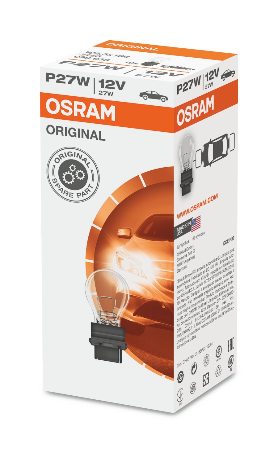 OSRAM 3156 Lampada per Indicatori di Direzione 12V - Astuccio da 10, Qualità OEM