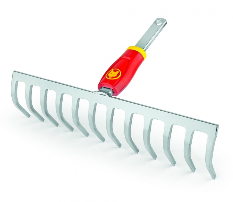 WOLF-Garten Rastrello MultiStar DR-M 30 - Acciaio, 30 cm, Rosso/Argento, per Sbriciolare, Rastrellare e Livellare