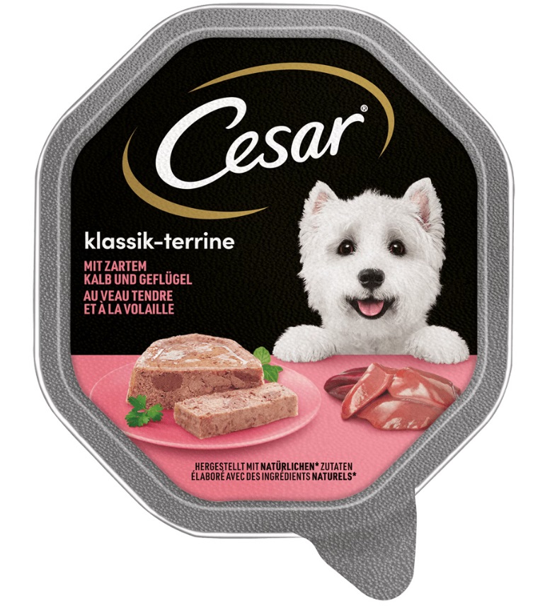 Cesar Cibo Umido per Cani Adulto Patè Vitello e Pollo 150 g - Alimento Completo Senza Coloranti e Conservanti