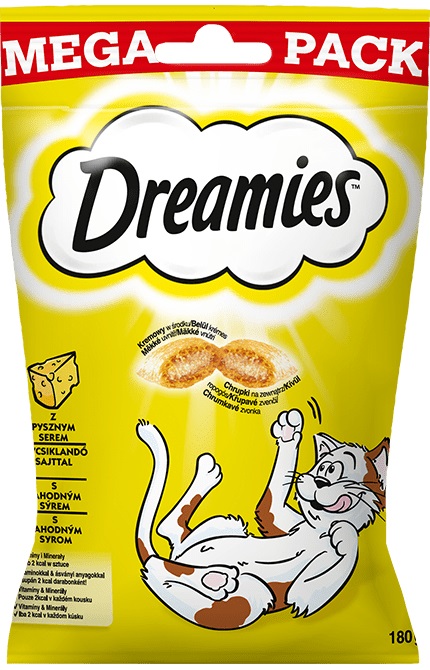 DREAMIES Snack per gatti al formaggio - 180 g - Consistenza croccante-morbida, per gatti oltre 8 settimane
