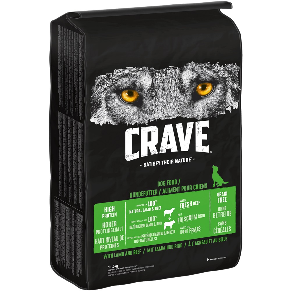 Crave Cibo Secco per Cani Adulti con Agnello e Manzo - 11,5 kg, Senza Cereali e Alto Contenuto Proteico