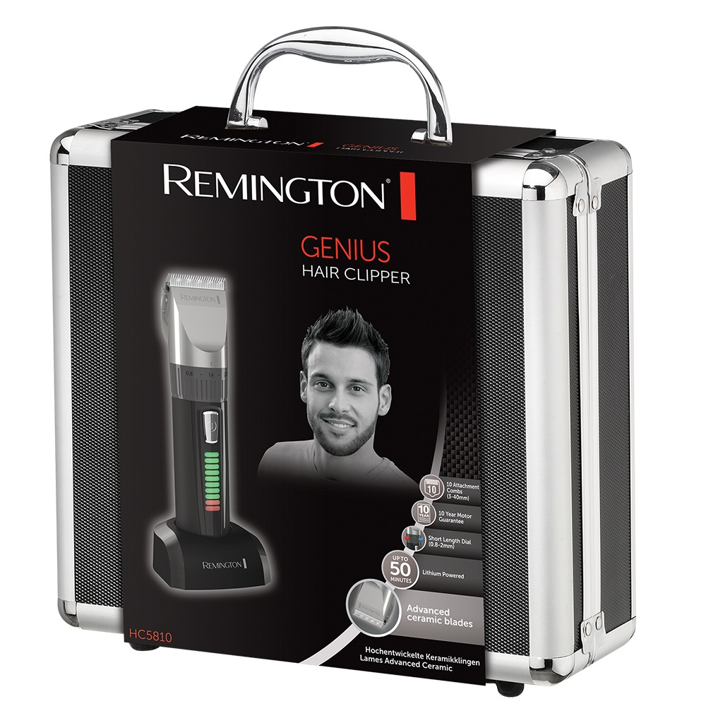 Remington HC5810 Tagliacapelli Ricaricabile Nero e Grigio con Lame in Acciaio Autoaffilanti e 10 Pettini