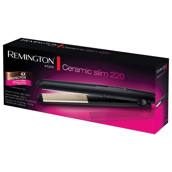 Remington S1510 Piastra per Capelli Ceramic Slim 220 con Rivestimento in Ceramica e Tormalina, Riscaldamento Rapido in 30 Secondi, Temperatura Regolabile fino a 220°C, Colore Nero