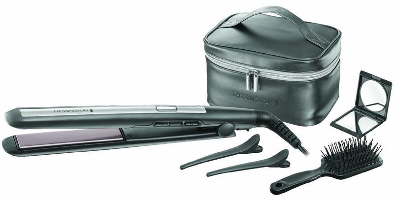 Remington S5506GP Pro Ceramic Piastra per Capelli in Titanio con Display Digitale, Funzione Boost e Autospegnimento, 1,8 m