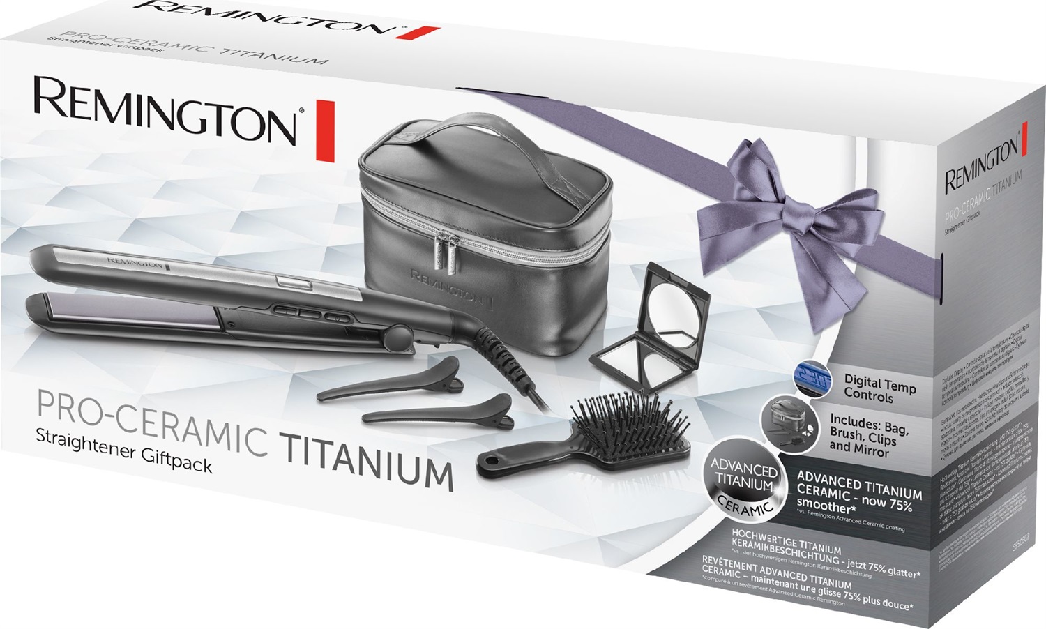 Remington S5506GP Pro Ceramic Piastra per Capelli in Titanio con Display Digitale, Funzione Boost e Autospegnimento, 1,8 m