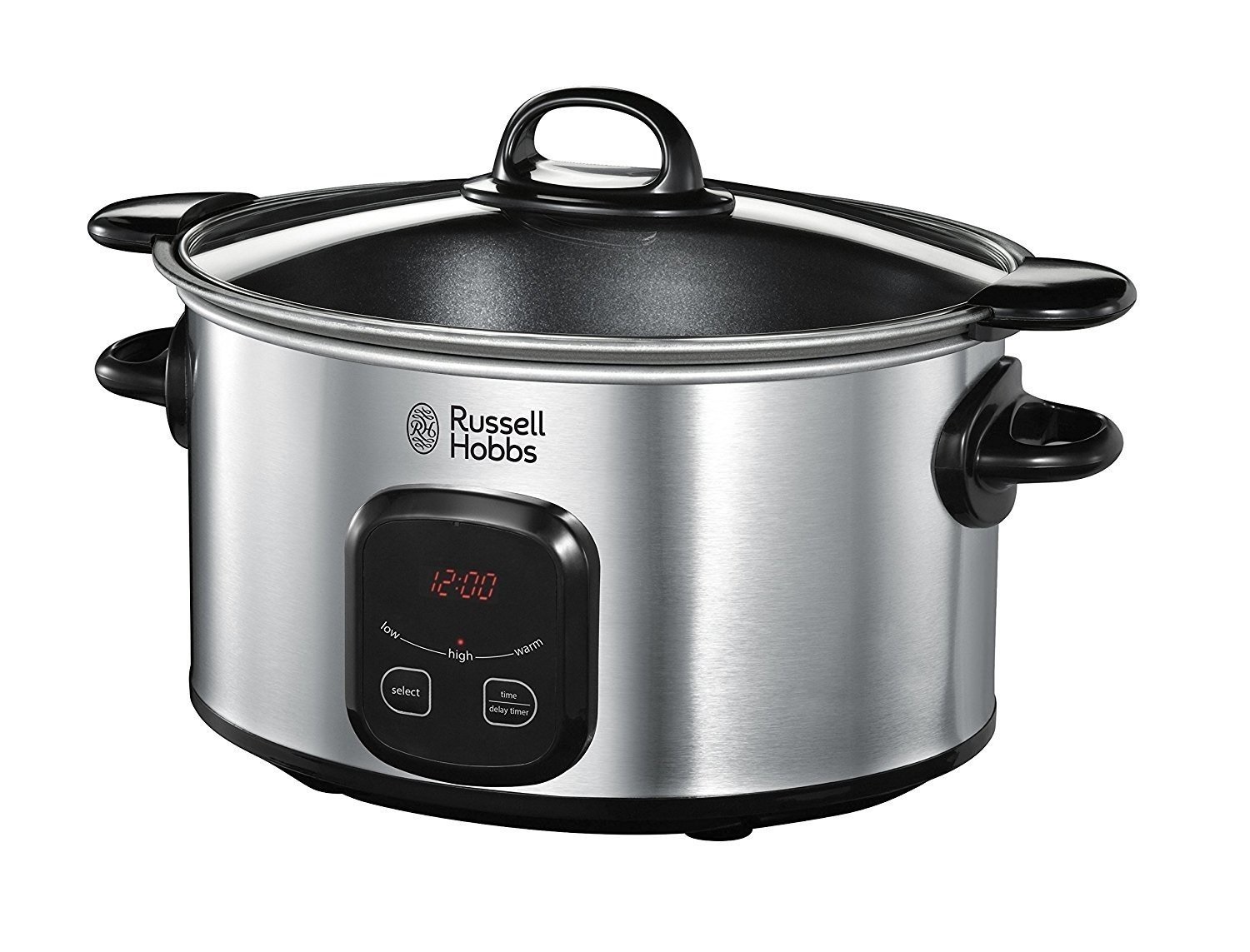 Russell Hobbs MaxiCook Pentola per Cottura Lenta Digitale 6 L 200 W Nero Acciaio Inox con Rivestimento Antiaderente e Timer Programmabile