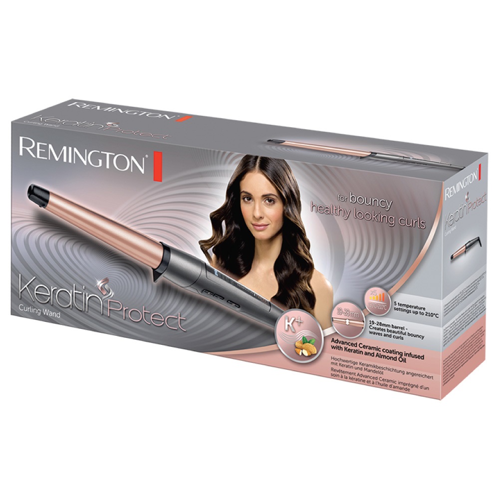 Remington CI83V6 Ferro Arricciacapelli Conico 19-28 mm - Nero e Oro Rosa, Rivestimento Ceramico con Cheratina, Display Digitale, 5 Impostazioni di Temperatura fino a 210°C, Cavo Girevole da 3 m