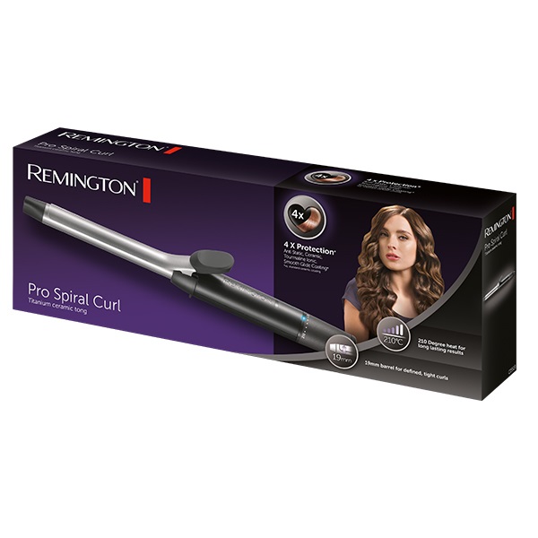 Remington CI5519 Ferro Arricciacapelli Professionale con Rivestimento in Tormalina Ceramica, Temperatura Max 210 °C, Spegnimento Automatico, Nero e Grigio