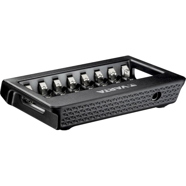 Varta LCD Multi Charger - Caricatore per batterie ricaricabili AA, AAA e 9V con 8 slot, rilevamento celle difettose e spegnimento automatico