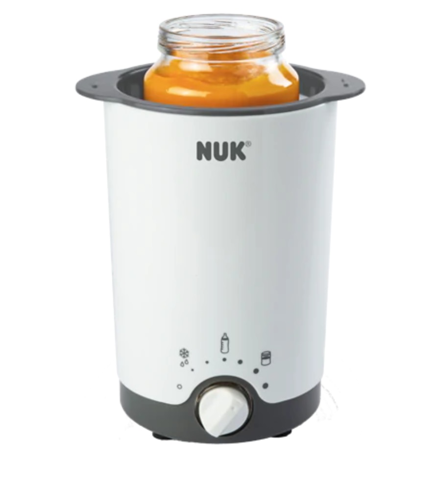 NUK Thermo 3in1 Scaldabiberon - Scongela, Riscalda e Mantiene la Temperatura di Cibi Liquidi e Morbidi con Cestello Estraibile e Spina Europea