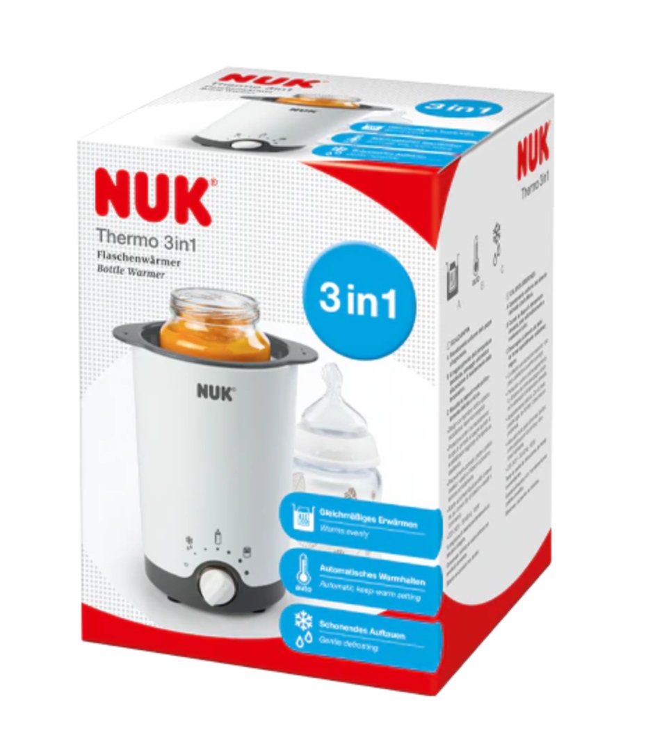 NUK Thermo 3in1 Scaldabiberon - Scongela, Riscalda e Mantiene la Temperatura di Cibi Liquidi e Morbidi con Cestello Estraibile e Spina Europea