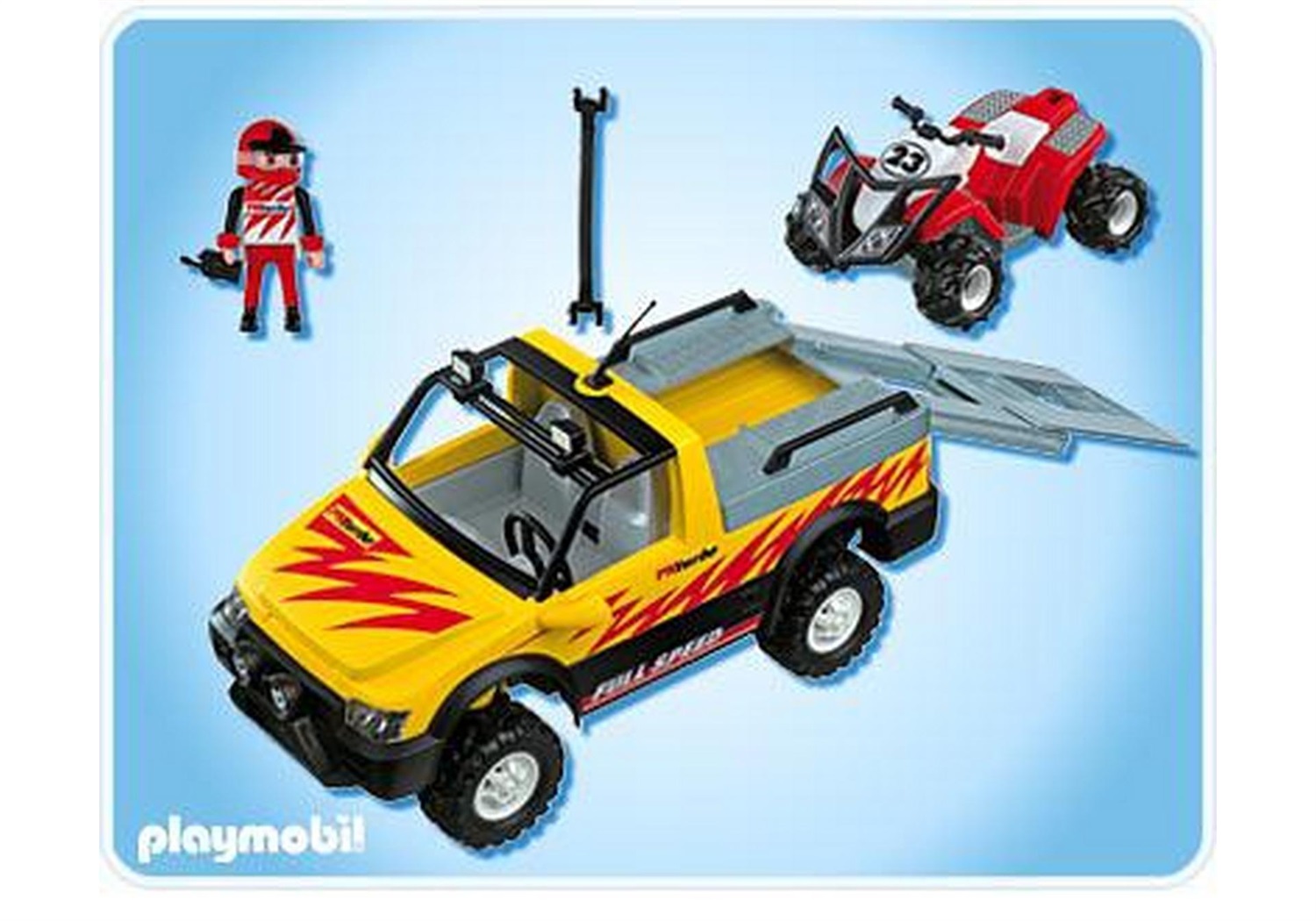 Playmobil 626094 - Pick-Up Truck con Quad da Corsa, Giocattolo Educativo in Plastica, Multi