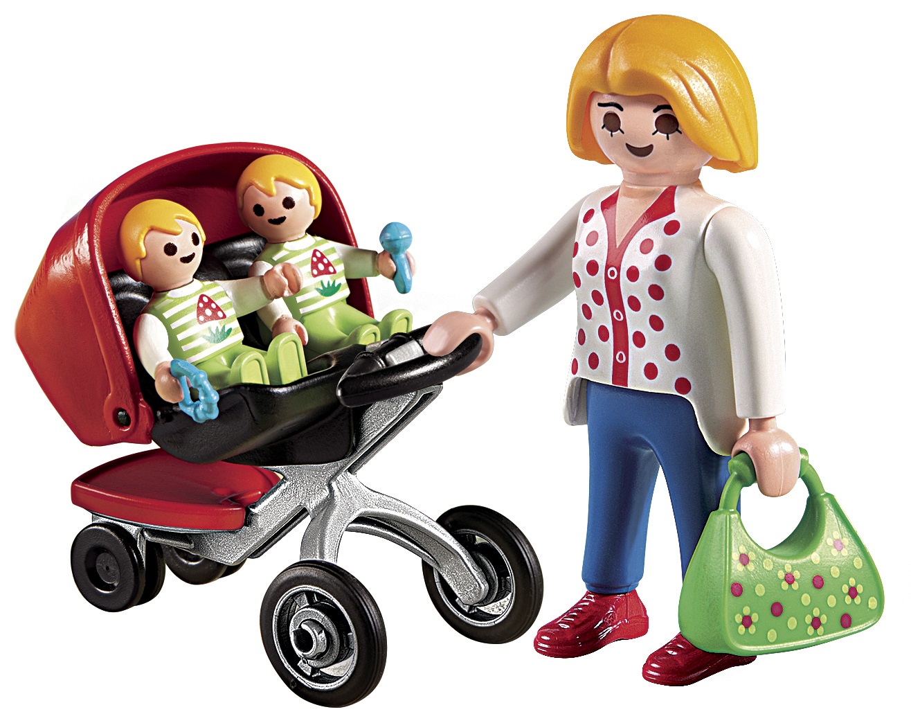 PLAYMOBIL City Life 5573 - Mamma con Gemellini e Passeggino Doppio per Bambini dai 4 Anni