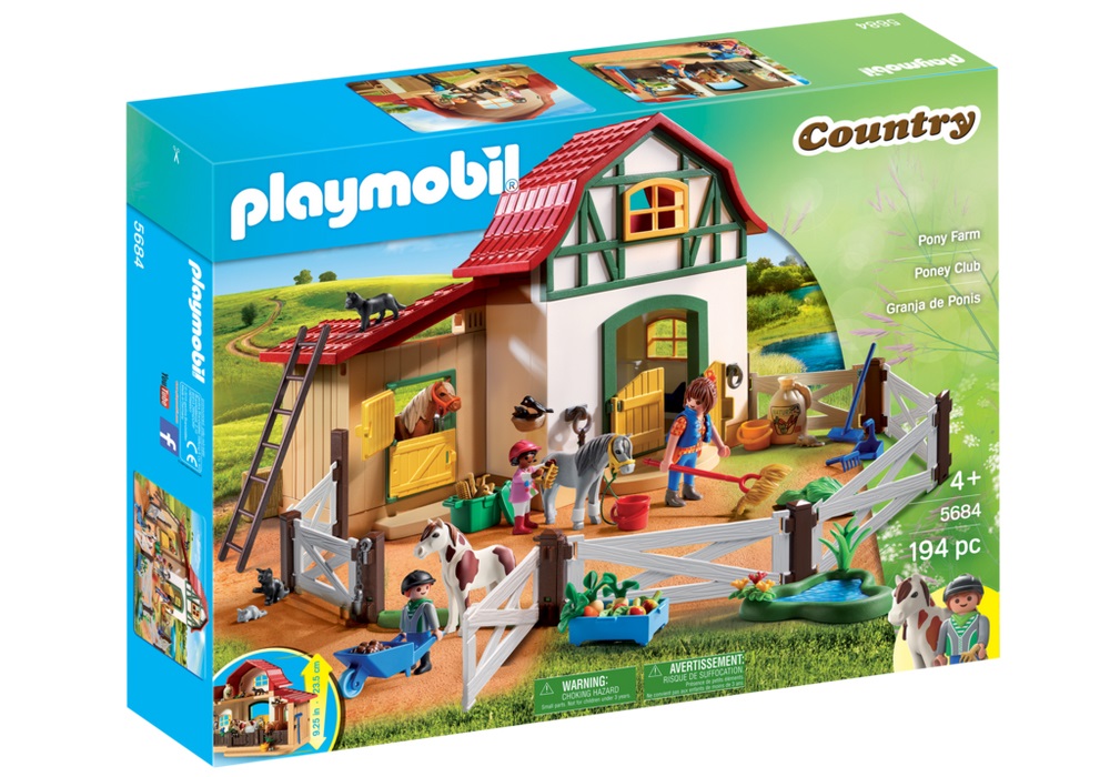 PLAYMOBIL Fattoria dei Pony con 3 figure, 3 pony, fienile a due livelli e accessori