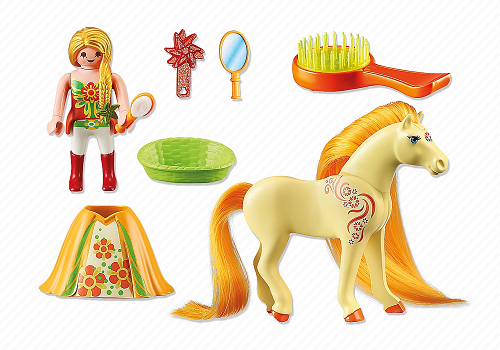 PLAYMOBIL 6168 - Principessa Sole con Pony dalla Lunga Chioma, Giocattolo per Ragazze, Età 5