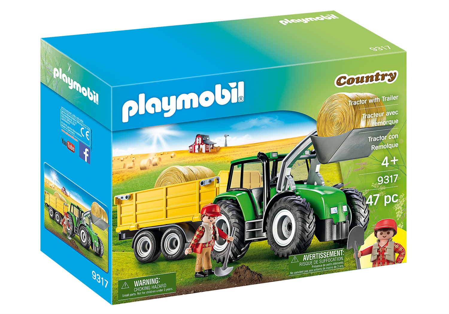 Playmobil 9317 - Trattore con Rimorchio Spazioso per Raccogliere Fieno