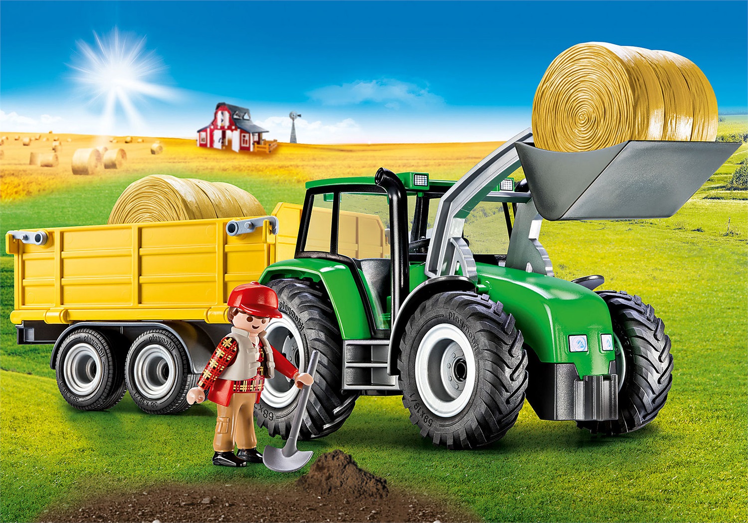 Playmobil 9317 - Trattore con Rimorchio Spazioso per Raccogliere Fieno