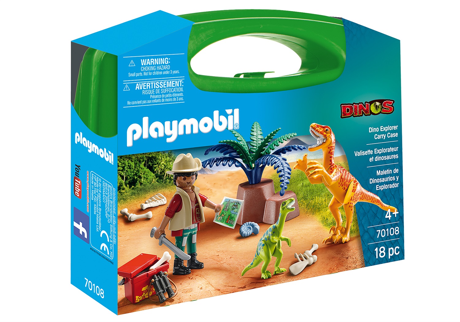 Playmobil Dinos 70108 - Set di figure giocattolo con case per il trasporto, per bambini dai 4 anni in su, multicolore