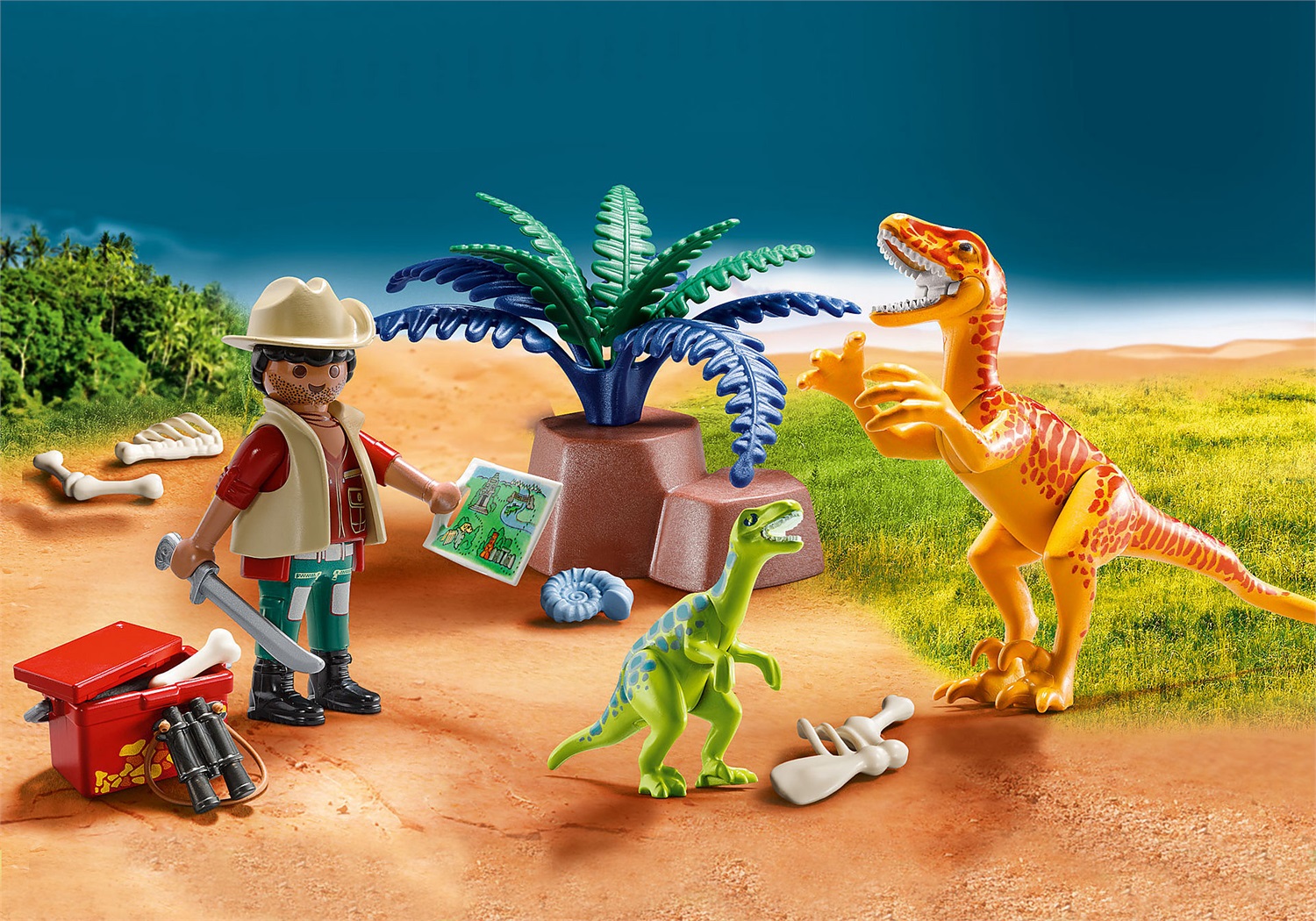 Playmobil Dinos 70108 - Set di figure giocattolo con case per il trasporto, per bambini dai 4 anni in su, multicolore