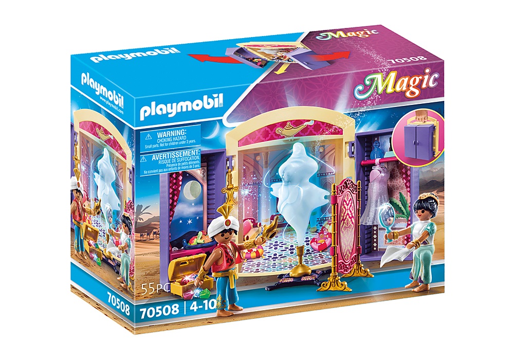 PLAYMOBIL Magic 70508 - Play Box Principessa d'Oriente con genio, Dai 4 anni, include principessa, principe, paravento, tesoro e genio