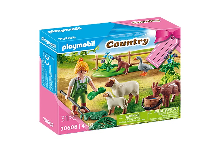 PLAYMOBIL Country 70608 - Gift Set Contadina con Figura Femminile e Animali, dai 4 Anni