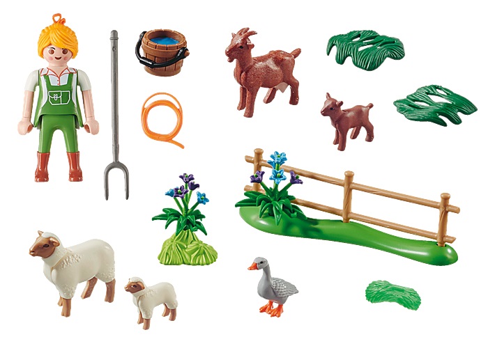 PLAYMOBIL Country 70608 - Gift Set Contadina con Figura Femminile e Animali, dai 4 Anni