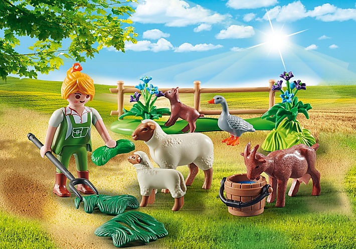 PLAYMOBIL Country 70608 - Gift Set Contadina con Figura Femminile e Animali, dai 4 Anni