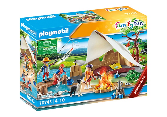 PLAYMOBIL Family Fun 70743 - Famiglia in Campeggio con Personaggi e Accessori per Avventure all'Aperto