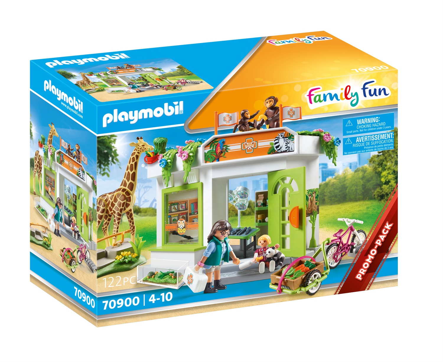 PLAYMOBIL Family Fun 70900 Clinica Veterinaria dello Zoo - Giocattolo per Bambini dai 4 Anni con 1 Bambina, 6 Animali e Accessori per la Cura degli Animali