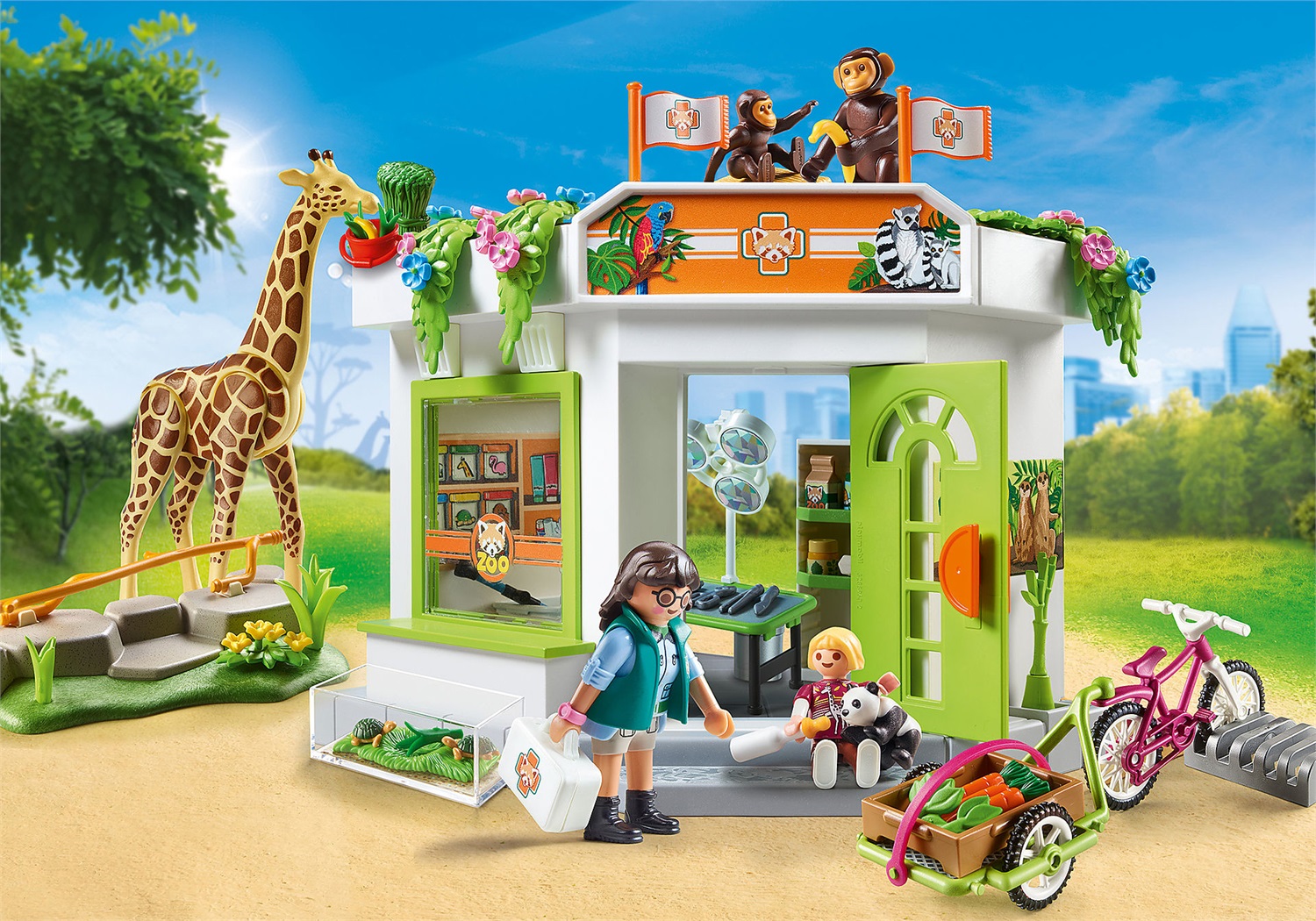 PLAYMOBIL Family Fun 70900 Clinica Veterinaria dello Zoo - Giocattolo per Bambini dai 4 Anni con 1 Bambina, 6 Animali e Accessori per la Cura degli Animali