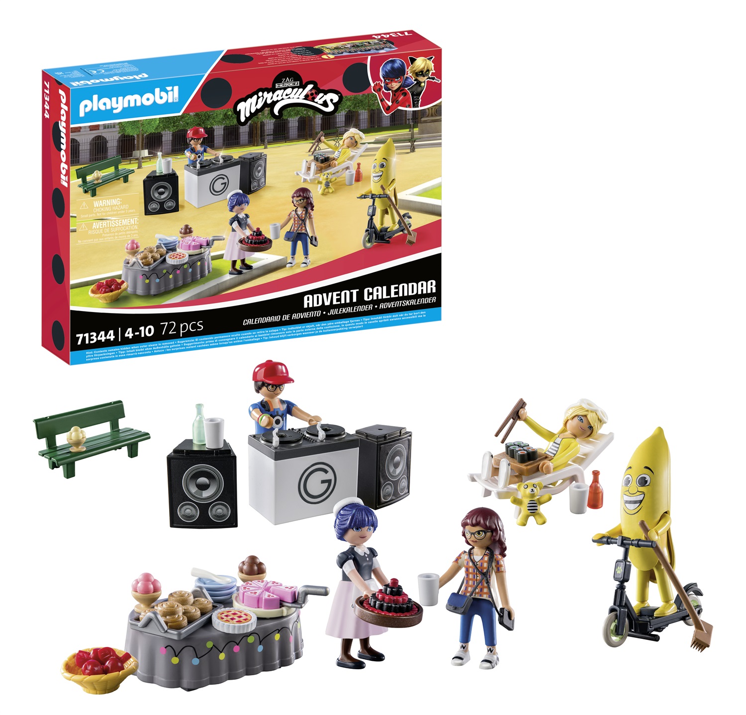 PLAYMOBIL Calendario dell'Avvento Miraculous: Picnic a Parigi con 24 sorprese e 5 personaggi, per bambini dai 4 anni