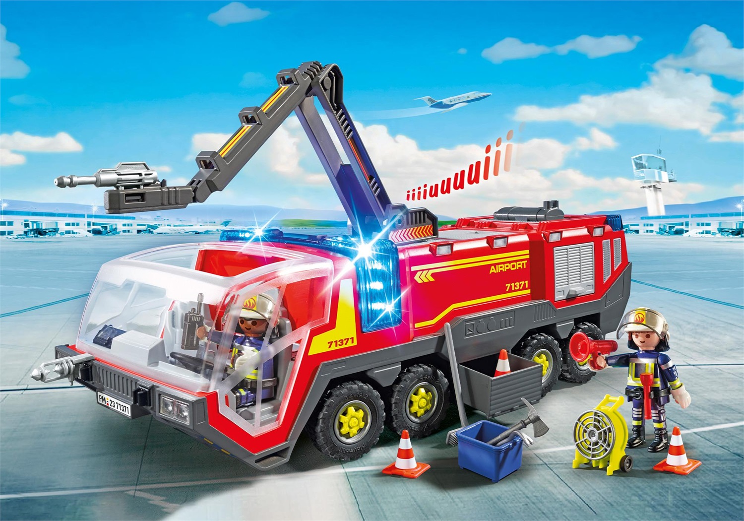 PLAYMOBIL Autopompa Aeroportuale 71371 - Veicolo Antincendio con Luci e Suoni, Edizione Limitata