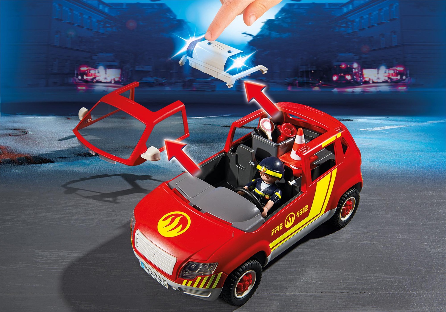 PLAYMOBIL Veicolo Pompieri con Luci e Suoni - Autopompa City Action 71375 - Multicolore