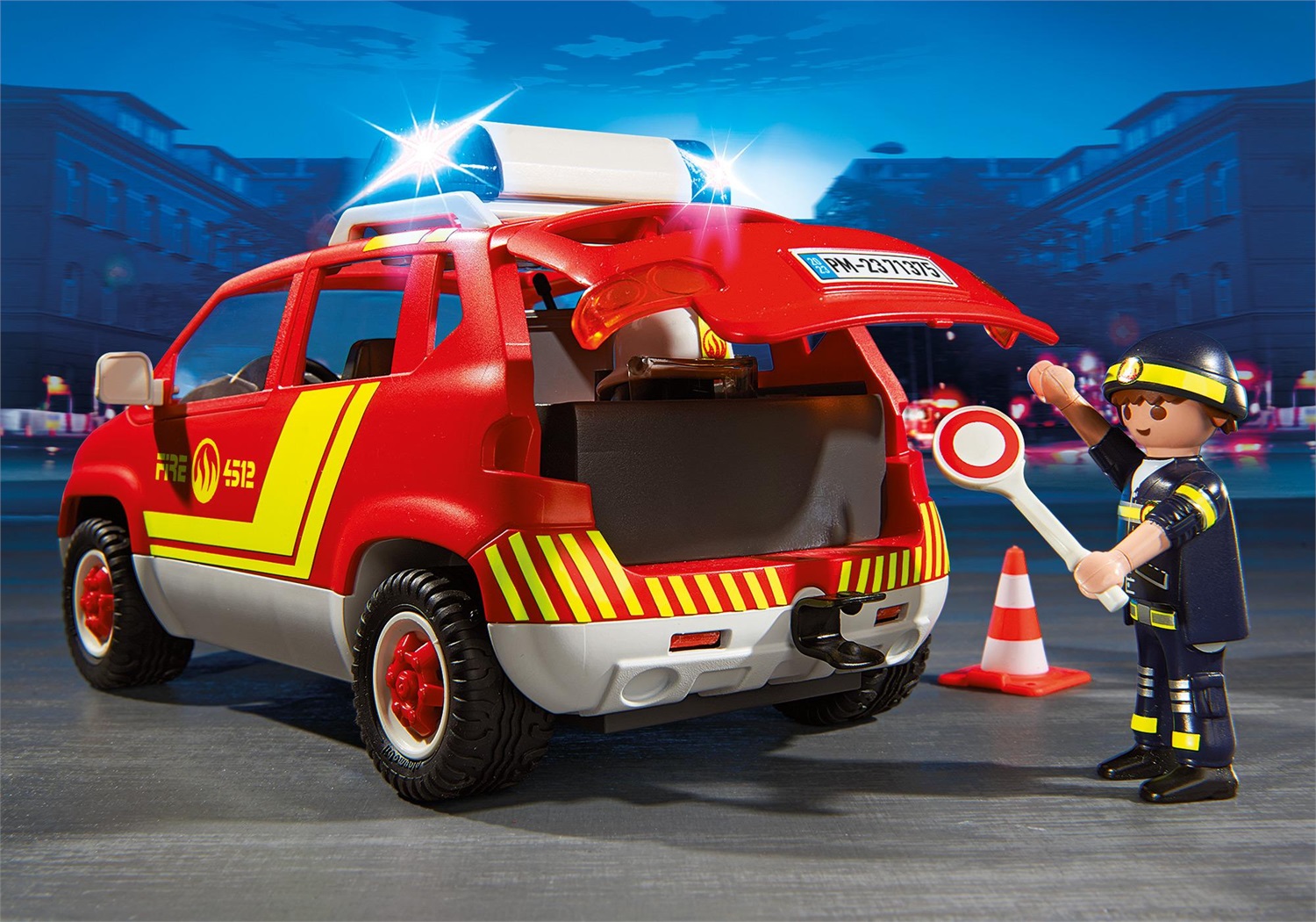 PLAYMOBIL Veicolo Pompieri con Luci e Suoni - Autopompa City Action 71375 - Multicolore