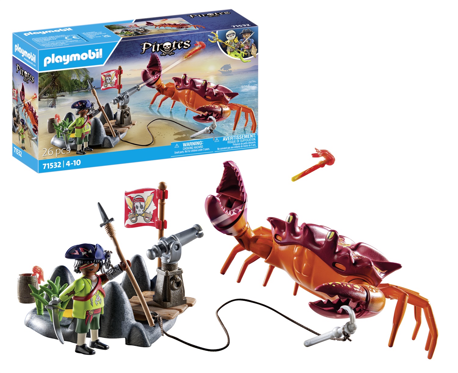 Playmobil 71532 Pirata e Mostro Marino - Set da Gioco con Cannone Girevole, Proiettile Gancio Rampino e Sciabola, Battaglia per Bambini dai 4 Anni